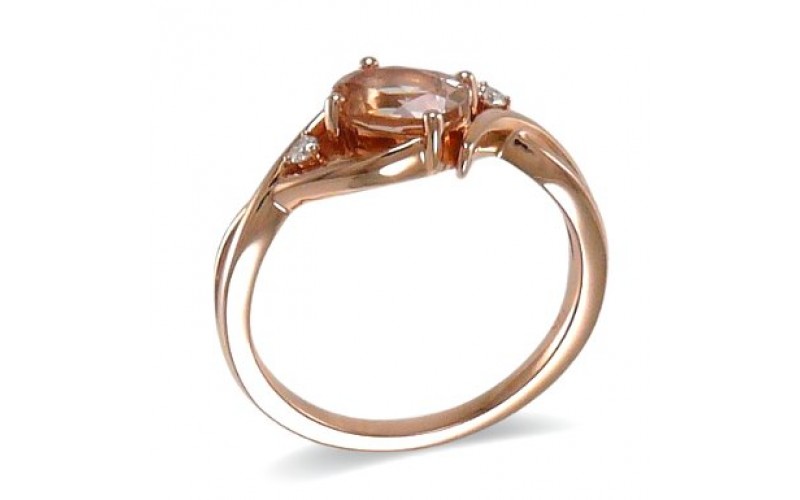 14K Rose Gold MorganiteWith Diamond Ring
