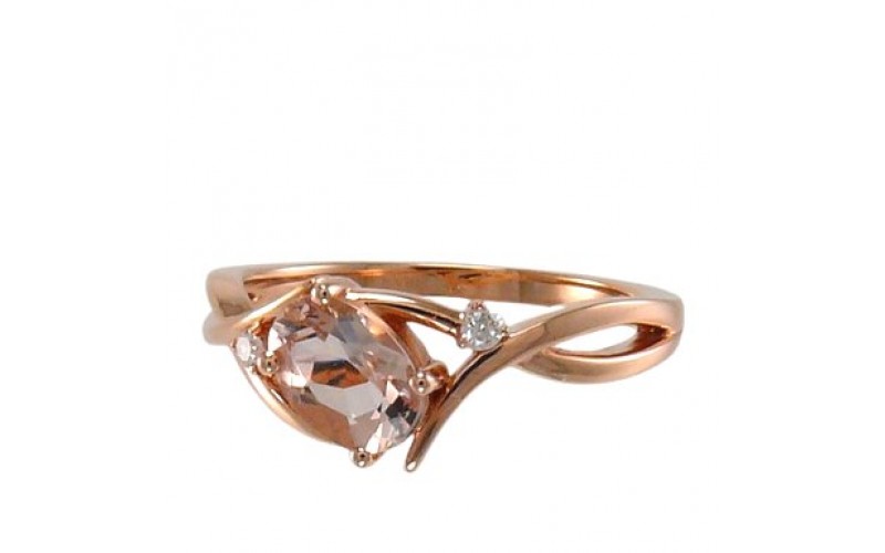 14K Rose Gold MorganiteWith Diamond Ring