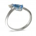 14K White Gold Blue Topaz With Diamond Ring