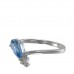 14K White Gold Blue Topaz With Diamond Ring