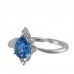 14K White Gold London BlueTopaz With Diamond Ring