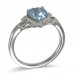 14K White Gold Aquamarine With Diamond Ring