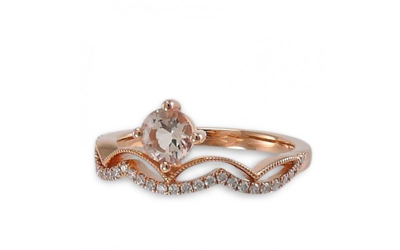14K Rose Gold MorganiteWith Diamond Ring