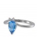 14K White Gold Blue Topaz With Diamond Ring