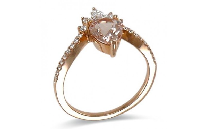 14K Rose Gold MorganiteWith Diamond Ring