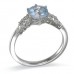 14K White Gold Aquamarine With Diamond Ring