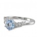 14K White Gold Aquamarine With Diamond Ring